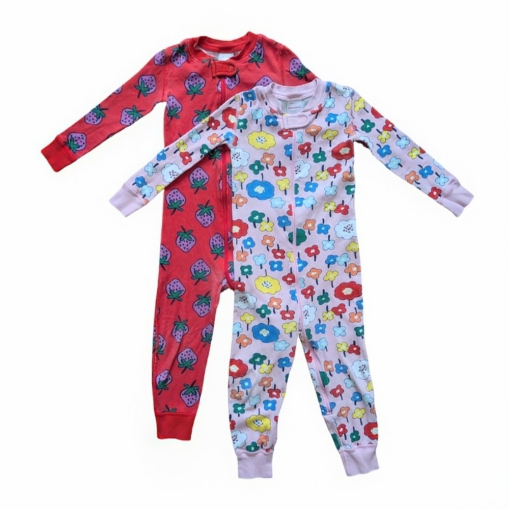 Hanna Andersson Strawberry + Scandi Flowers Zip Sleeper Set - 3T